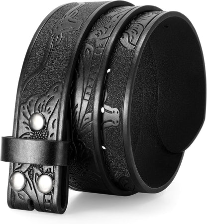 Western Belts for Men without Buckle Cowboy Cowgirl Leather Mens Belts for Jeans