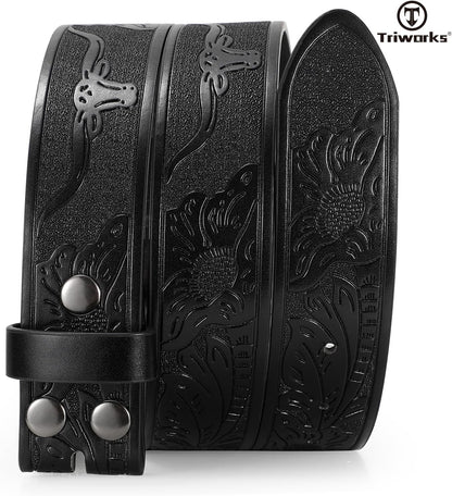 Western Belts for Men without Buckle Cowboy Cowgirl Leather Mens Belts for Jeans