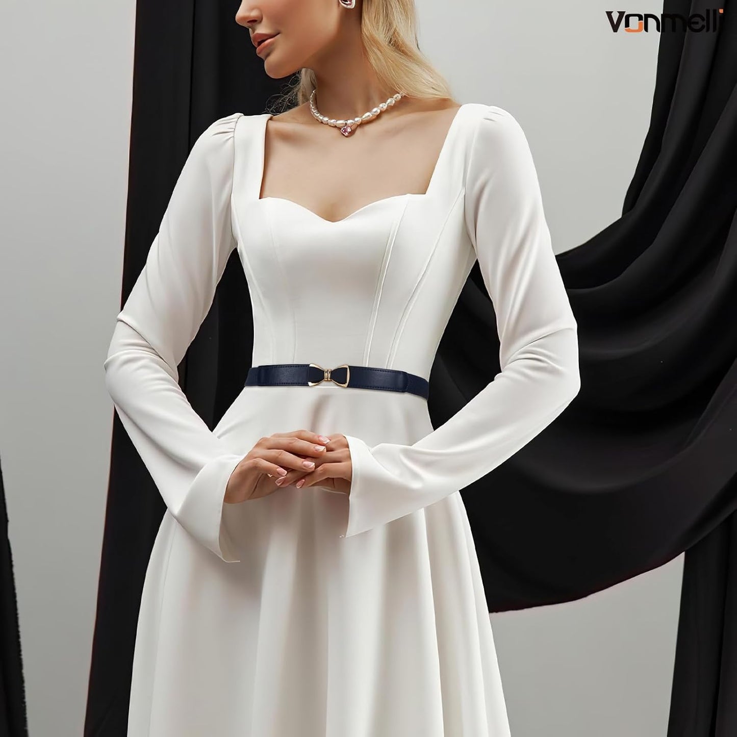 Womens Skinny Elastic Belt Stretchy Bow Belt for Women Dresses Thin Waist Ladies Belts