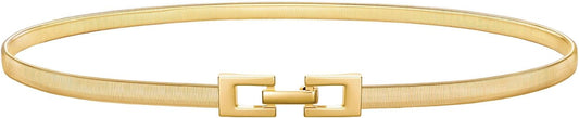 Women's Skinny Metal Cinch Belt for Dress Stretch Thin Waist Belt Gold/Sliver Elastic Belts