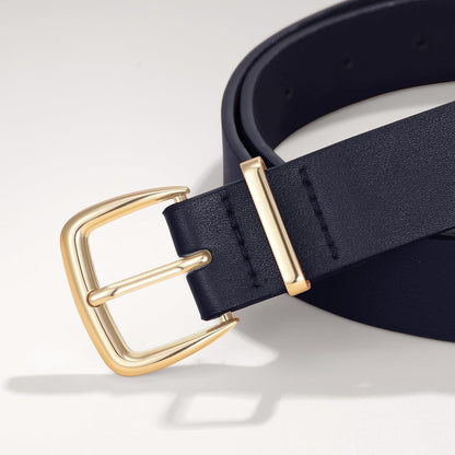 Women's Leather Belts for Jeans Dress Pants Women Fashion Leather Belt with Gold Buckle
