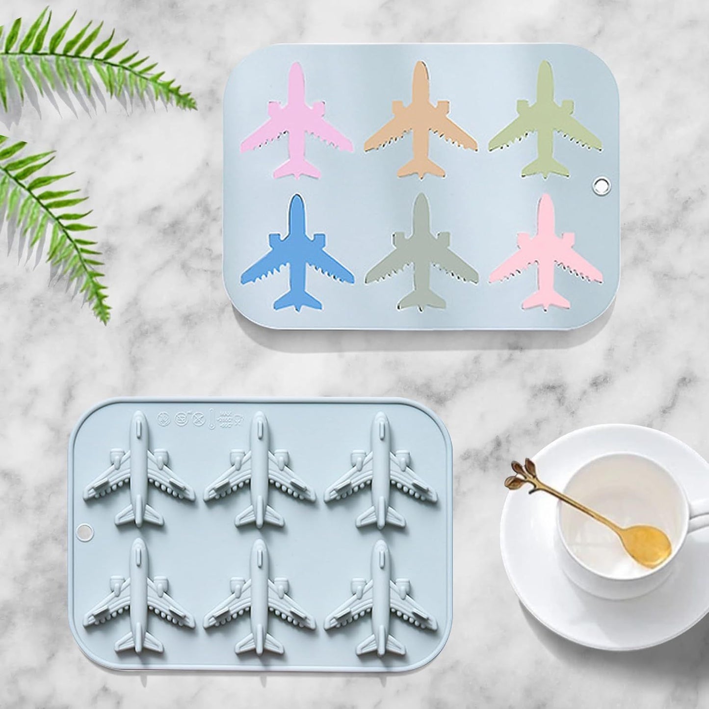 Airplane Fondant Silicone Mold, 3D Airplane Ice Cube Tray, Aircraft Silicone Chocolate Candy Mold, Airplane Shape Baking Mould for Mousse, Jellies, Cookies, Marzipan, Cake Decorating