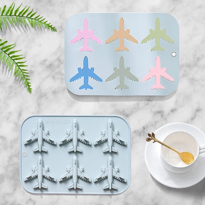 Airplane Fondant Silicone Mold, 3D Airplane Ice Cube Tray, Aircraft Silicone Chocolate Candy Mold, Airplane Shape Baking Mould for Mousse, Jellies, Cookies, Marzipan, Cake Decorating