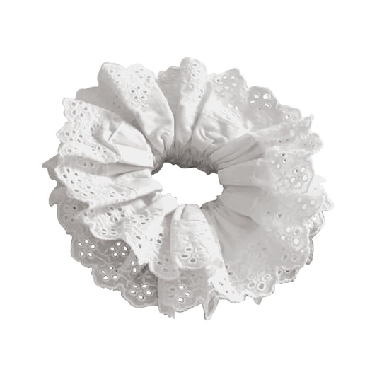 White Scrunchie, Extra Large Lace Scrunchies for Women, 7 Inch Oversized Scrunchie, Satin Big Scrunchies White Hair Ties for Women Girls Thick Thin Hair
