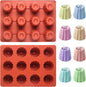 Canele Molds Canele Mold Silicone,12-Cavity Non-Stick Canele Mold Baking Cake Pan for Bread Muffin Candle Ice Cream Jelly Pudding Soap Making, Red