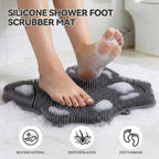 Silicone Shower Foot Scrubber Mat,Back Washer Bath Wash Pad Exfoliating & Massage, Wall Mounted Slip Strong Suction Cups for Use in Cleaner Men and Women (Grey)
