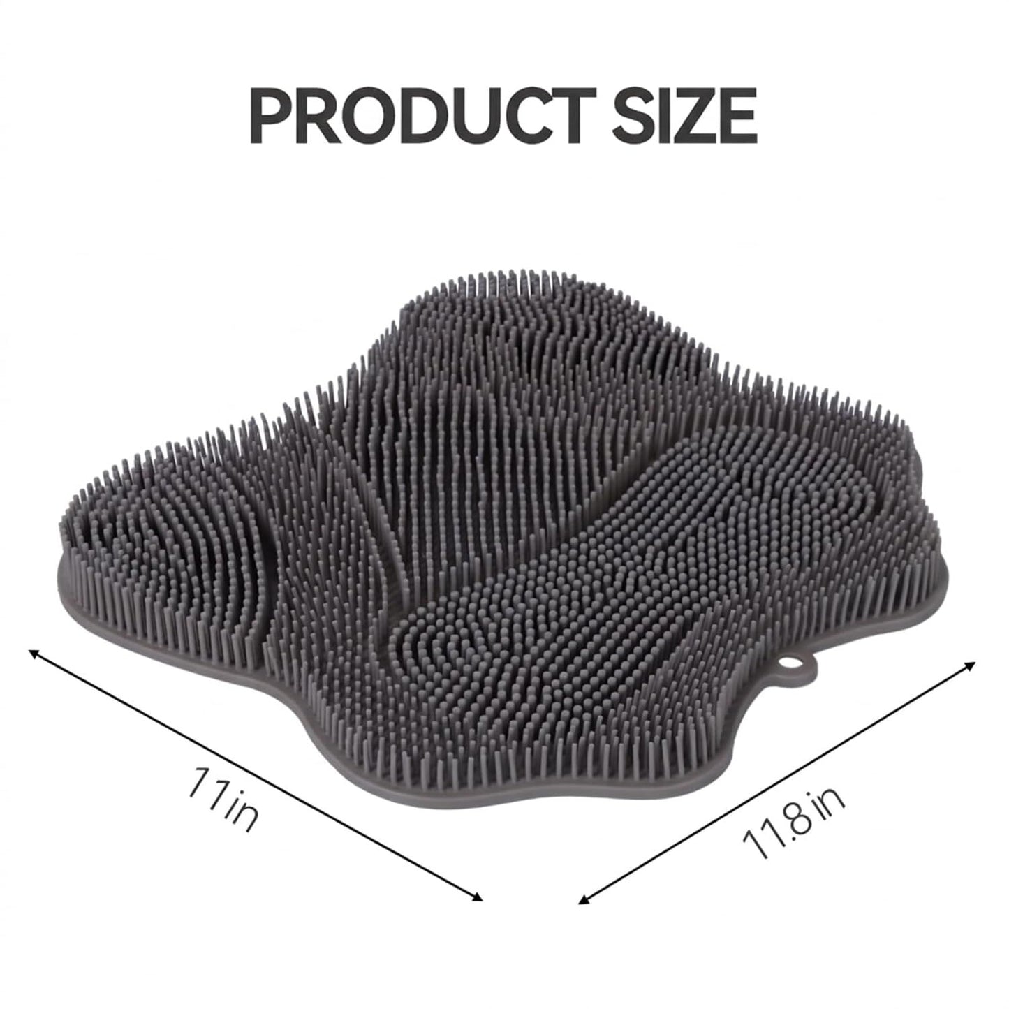 Silicone Shower Foot Scrubber Mat,Back Washer Bath Wash Pad Exfoliating & Massage, Wall Mounted Slip Strong Suction Cups for Use in Cleaner Men and Women (Grey)