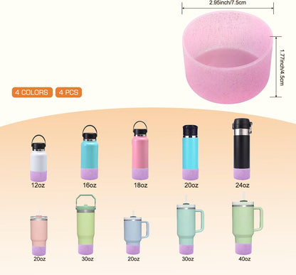 4Pcs Silicone Bottle Boot, Bottom Protector Compatible with Most Water Bottles