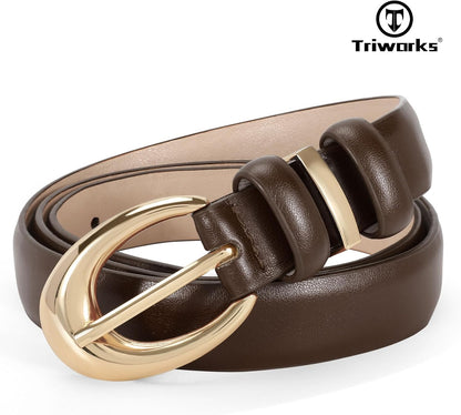 3 Pack Women Leather Belt for Jeans Pants Fashion Ladies Faux Leather Belt with Gold Buckle