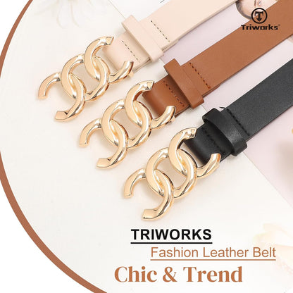 3 Pack Women's Belts for Jeans Pants Fashion Waist Belts for Ladies Leather Belts