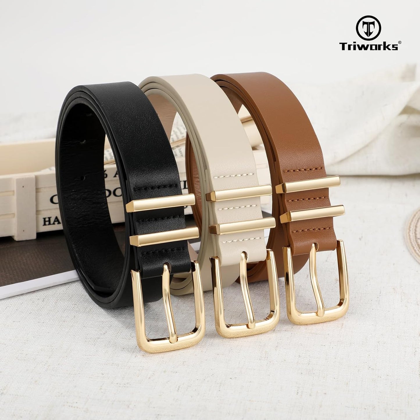 3 Pack Women Belts For Jeans Pants Dresses Ladies Leather Waist Belts
