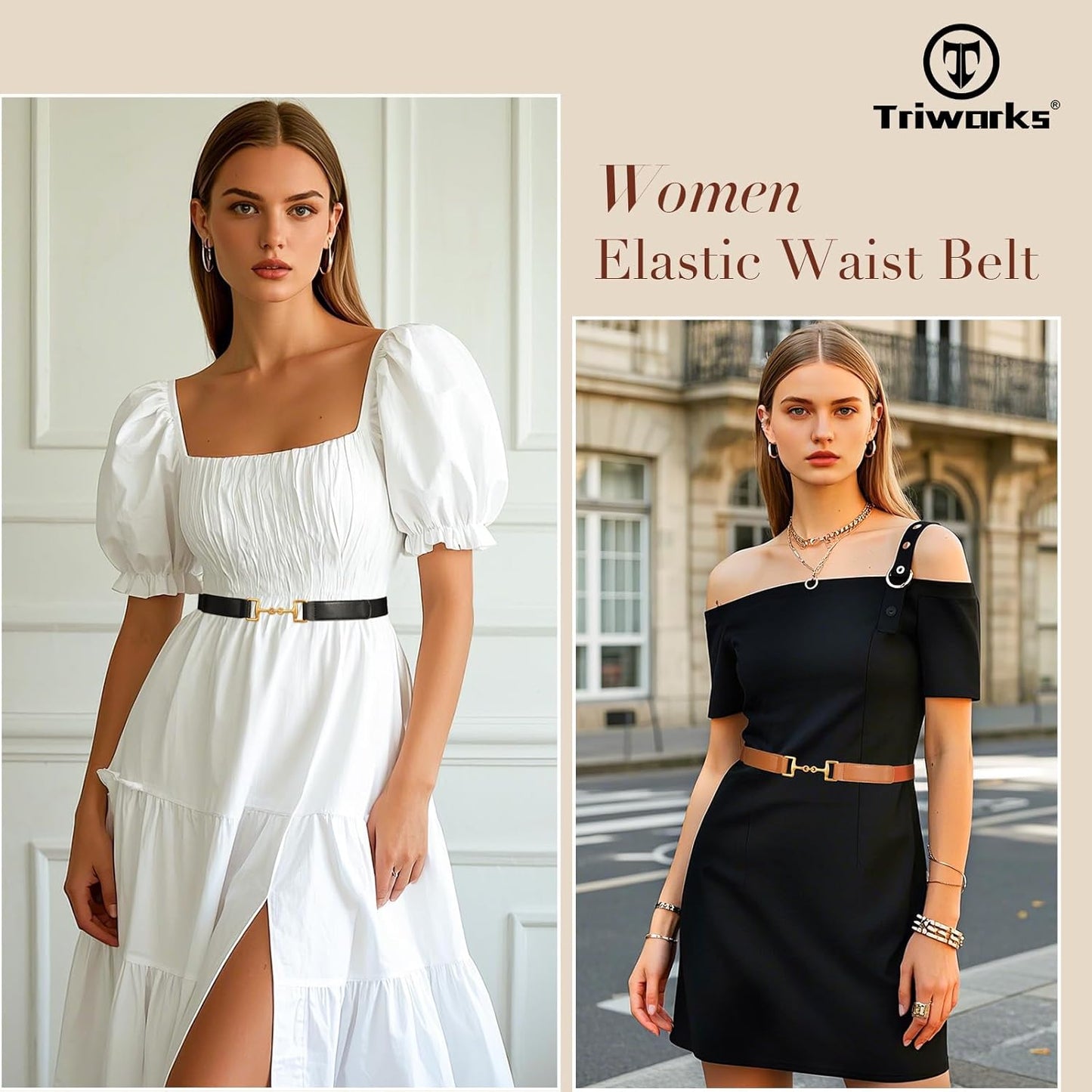 Belts for Women Adjtable Skinny Elastic Belt for Dresses