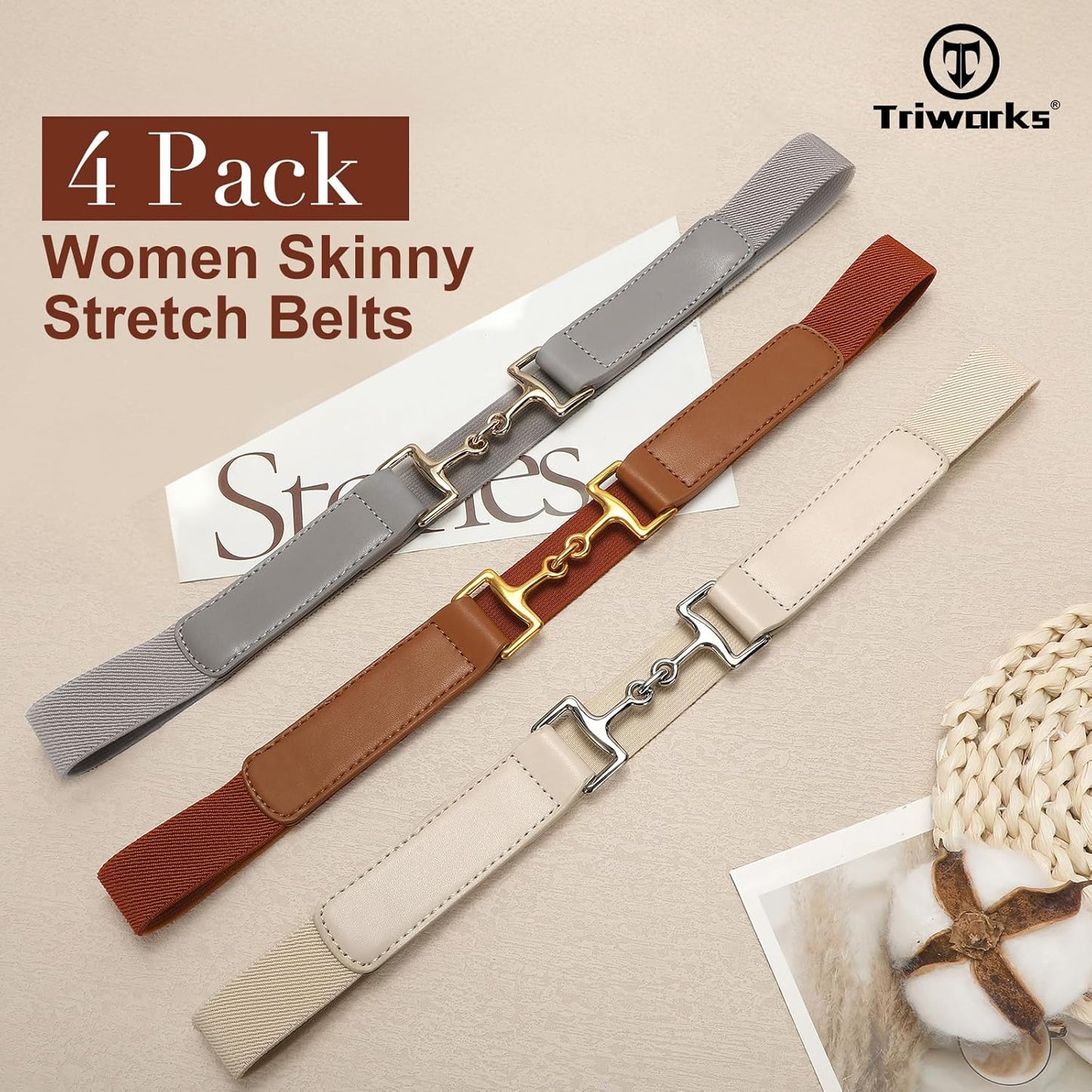Belts for Women Adjtable Skinny Elastic Belt for Dresses