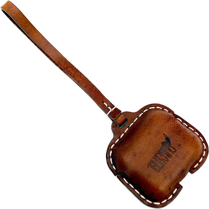 Leather Case Cover Earbud Case Strap String Compatible with Wireless Charging Case Brown