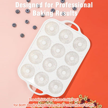 Silicone Mini Fluted Tube Pan with Metal Reinforced Frame, Non-Stick (2PCS), moldes de silicona para gelatina, Small Cake Baking Pan for para chocoflan, Donuts, Cornbread, Brownies, Jellies