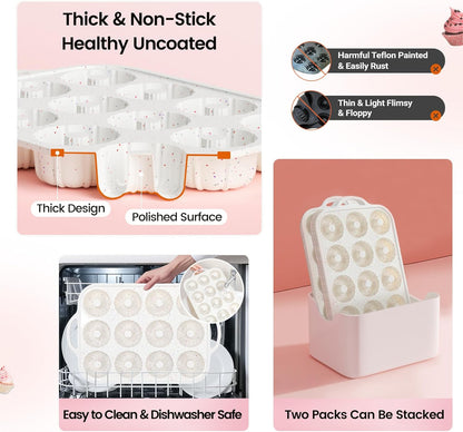 Silicone Mini Fluted Tube Pan with Metal Reinforced Frame, Non-Stick (2PCS), moldes de silicona para gelatina, Small Cake Baking Pan for para chocoflan, Donuts, Cornbread, Brownies, Jellies