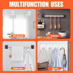 Adhesive Curtain Rods No Drilling Holder,No Drill Curtain Rod Brackets,Renter Friendly Curtain Hooks for Hanging Drapes,Over Blinds for Dorm Apartment Kitchen Bedroom Home