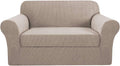 2 Pieces Loveseat Covers Fit Lovesat Width Up to 70 Inch Furniture Cover/Protector, Jacquard Spandex Stretch Loveseat Slipcovers Suit for T Chion/Box Chion (Loveseat, Sand)