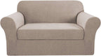 2 Pieces Loveseat Covers Fit Lovesat Width Up to 70 Inch Furniture Cover/Protector, Jacquard Spandex Stretch Loveseat Slipcovers Suit for T Chion/Box Chion (Loveseat, Sand)