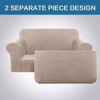 2 Pieces Loveseat Covers Fit Lovesat Width Up to 70 Inch Furniture Cover/Protector, Jacquard Spandex Stretch Loveseat Slipcovers Suit for T Chion/Box Chion (Loveseat, Sand)