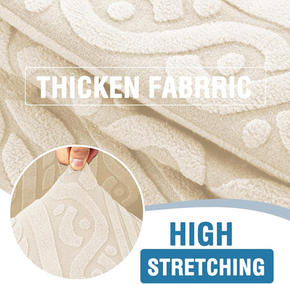 Sofa Cover 1 Piece Stretch Sofa Slipcovers Non Slip Sofa Cover with Elastic Bottom Washable for Kids, Pets Upgrade Thick Jacquard Fabric with Spiral Pattern(75"-85", Ivory)