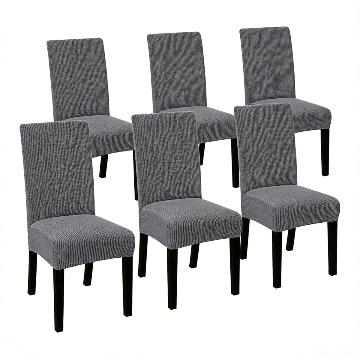 100% Waterproof Dining Chair Covers Stretch Chair Covers for Dining Room Set of 6 Parson Chair Slipcovers Chair Protectors Covers Dining, Soft Thick Solid Fleece Fabric Washable,Dark Gray