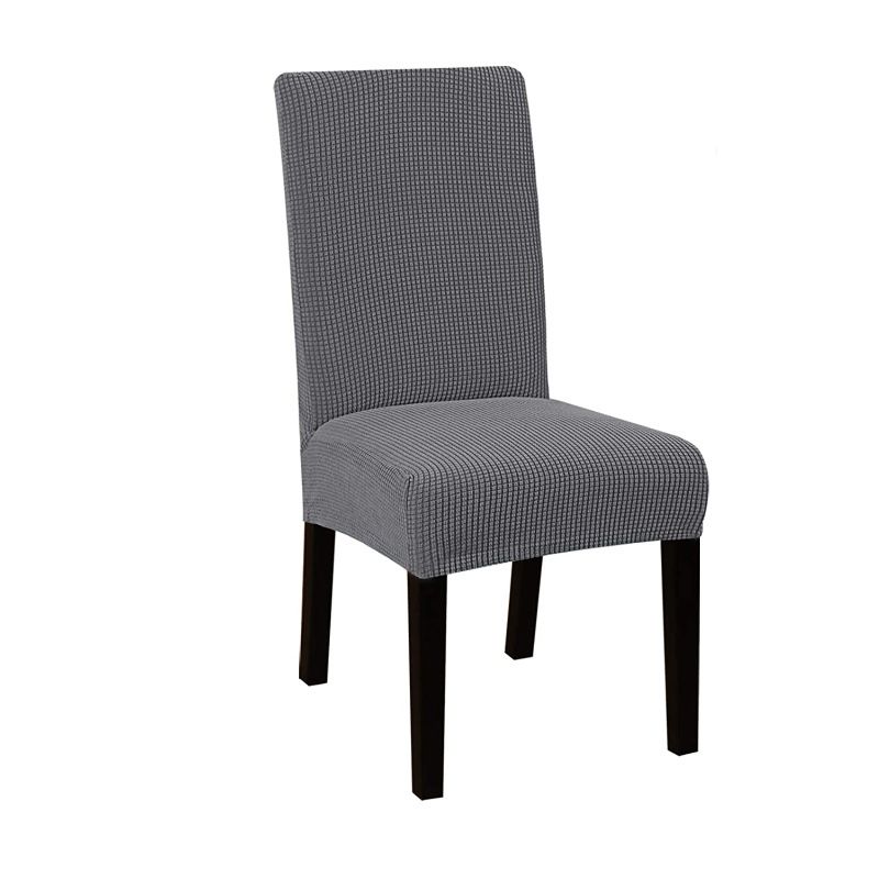 100% Waterproof Dining Chair Covers Stretch Chair Covers for Dining Room Set of 6 Parson Chair Slipcovers Chair Protectors Covers Dining, Soft Thick Solid Fleece Fabric Washable,Dark Gray