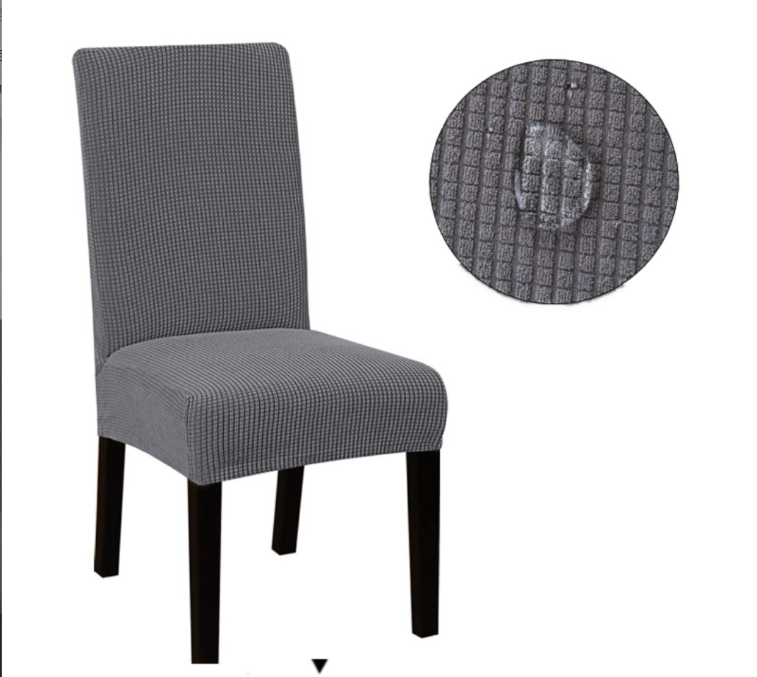 100% Waterproof Dining Chair Covers Stretch Chair Covers for Dining Room Set of 6 Parson Chair Slipcovers Chair Protectors Covers Dining, Soft Thick Solid Fleece Fabric Washable,Dark Gray