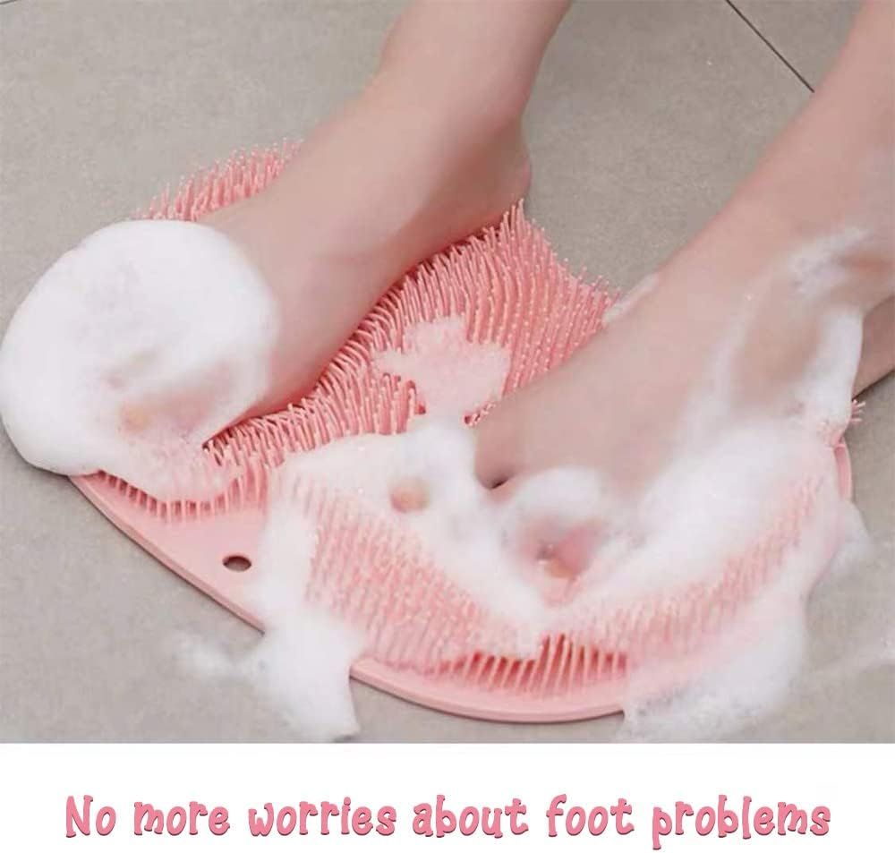 Foot Back Cleaning Pad, 2024 Upgrade Shower Foot Scrubber Mat Slip Suction Cups Foot Scrubber, Shower Foot Scrubber Mat Back Washer for Men and Women (Blue)