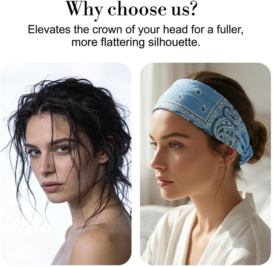 Non Slip Wide Headbands for Women, Yoga Headband, Soft Moisture Wicking Stretchy Fashion Hair Bands for Workout, Boho Accessories for Women