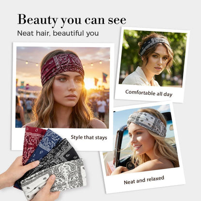 Non Slip Wide Headbands for Women, Yoga Headband, Soft Moisture Wicking Stretchy Fashion Hair Bands for Workout, Boho Accessories for Women