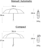 Cheesy Beige Rain & Shine Auto/Manual Foldable Umbrella for UPF 50+ UV Protection, Stylish Sun Parasol with Black Coating