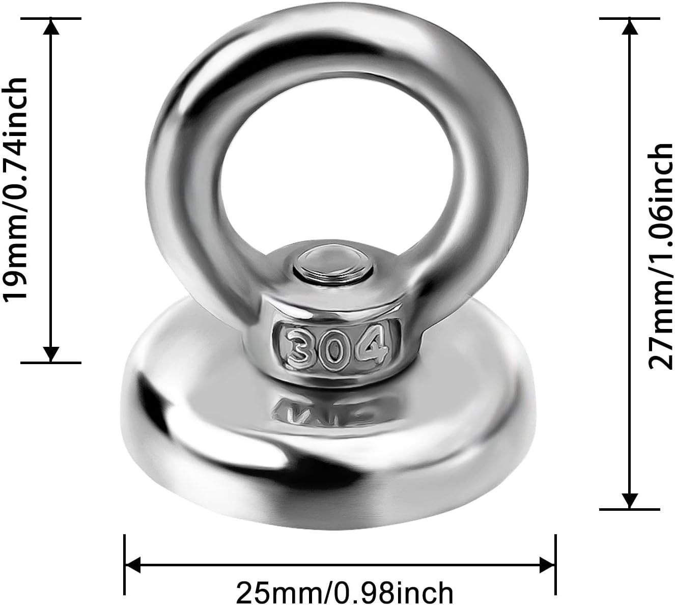 Magnetic Hooks Heavy Duty 10 Pack, 60 lbs Pulling Force Rare Earth Magnets with Countersunk Hole Eyebolt, Neodymium Magnet Hooks Heavy Duty for Home, Workplace, Garage, Kitchen and Office