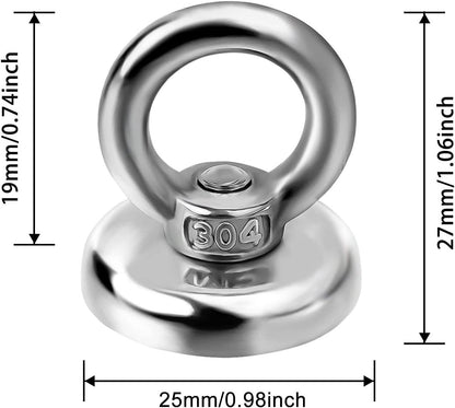 Magnetic Hooks Heavy Duty 10 Pack, 60 lbs Pulling Force Rare Earth Magnets with Countersunk Hole Eyebolt, Neodymium Magnet Hooks Heavy Duty for Home, Workplace, Garage, Kitchen and Office