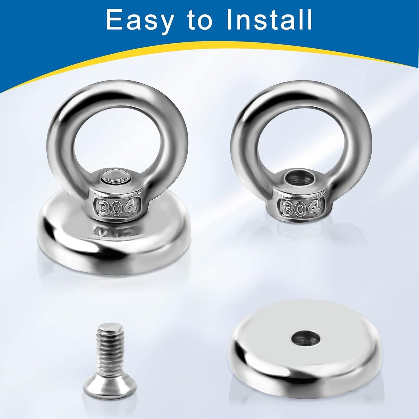Magnetic Hooks Heavy Duty 10 Pack, 60 lbs Pulling Force Rare Earth Magnets with Countersunk Hole Eyebolt, Neodymium Magnet Hooks Heavy Duty for Home, Workplace, Garage, Kitchen and Office