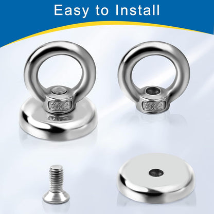 Magnetic Hooks Heavy Duty 10 Pack, 60 lbs Pulling Force Rare Earth Magnets with Countersunk Hole Eyebolt, Neodymium Magnet Hooks Heavy Duty for Home, Workplace, Garage, Kitchen and Office