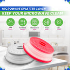 Microwave Splatter Cover 10.5” - Foldable Silicone Microwave Cover for Food Splatter Covers the Dish and Plate - Durable Silicone Microwave Food Cover Lid With Vents for Microwave Splatter Protection
