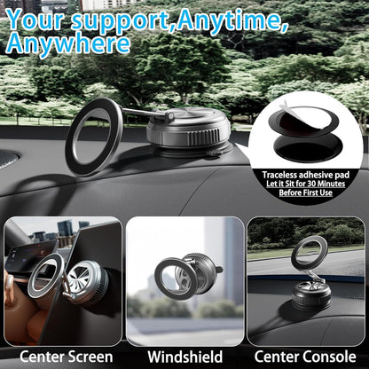 Car Phone Holder for Magsafe, 360° Adjustable Foldable Car Mount [108LBS Strongest Suction & 2800gf Magnetic] Portable for Car/Gym/Mirror Mount/Daily Stand for iPhone and All Smartphones, Black