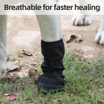 Dog Paw Wound Recovery Boot, Breathable Dog Bootie for Injured Paw, Anti-Slip Dog Shoe with Self-Adhesive Strap, Dog Paw Protector for Outdoor Walking & Keep Dogs from Licking Wounds (M)