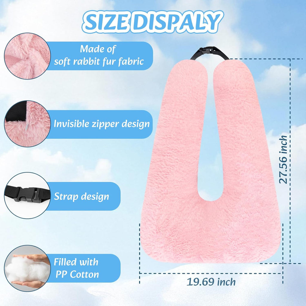 Travel Pillow, Car Pillow for Kids & Adults - Ergonomic Travel Pillows Sleeping Aid for Neck & Body Support, Car Travel Essentials Pillow on Road Trips-Pink