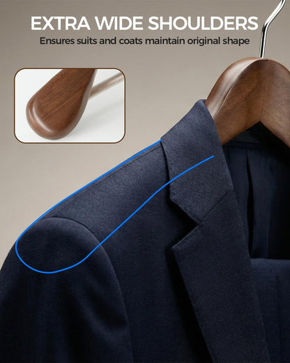 Premium Wooden Hangers 6-Pack – Wide Shoulder Non-Slip Design for Coats, Jackets & Suits | 360° Rotating Closet Organizers | Durable & Space-Saving (Vintage Wood)