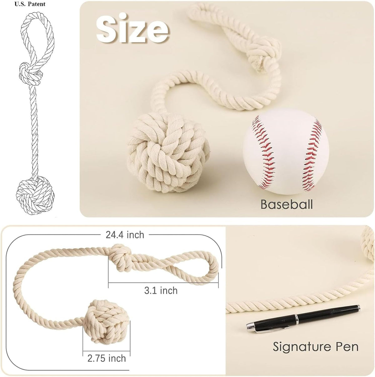 4 Pack Curtain Tiebacks - Heavy Duty Curtain Rope Tieback, Handmade Rural Decorative Curtain Holdbacks (Beige)