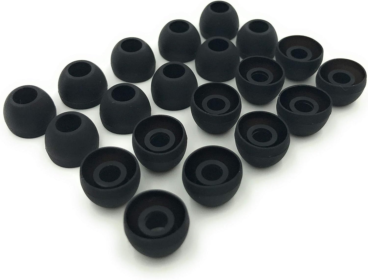 10 Pairs Medium Earbud Tips Silicone Replacement Ear Bud Tips – Black