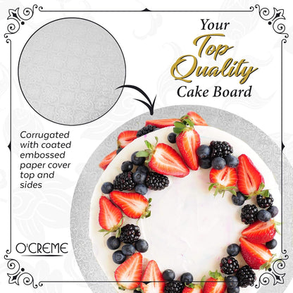 White Wraparound Cake Pastry Round Drum Board 1/4 Inch Thick, 12 Inch Diameter - Pack of 10