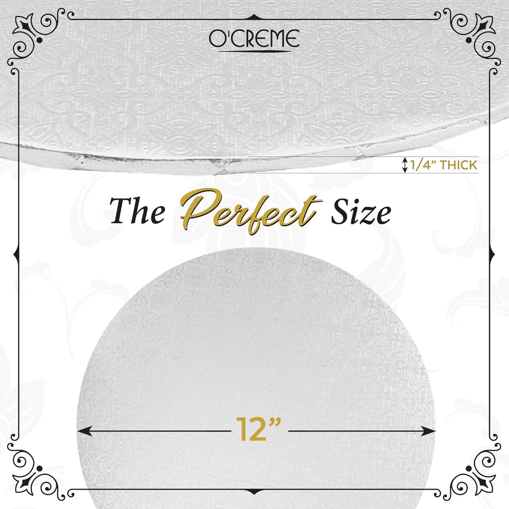 White Wraparound Cake Pastry Round Drum Board 1/4 Inch Thick, 12 Inch Diameter - Pack of 10