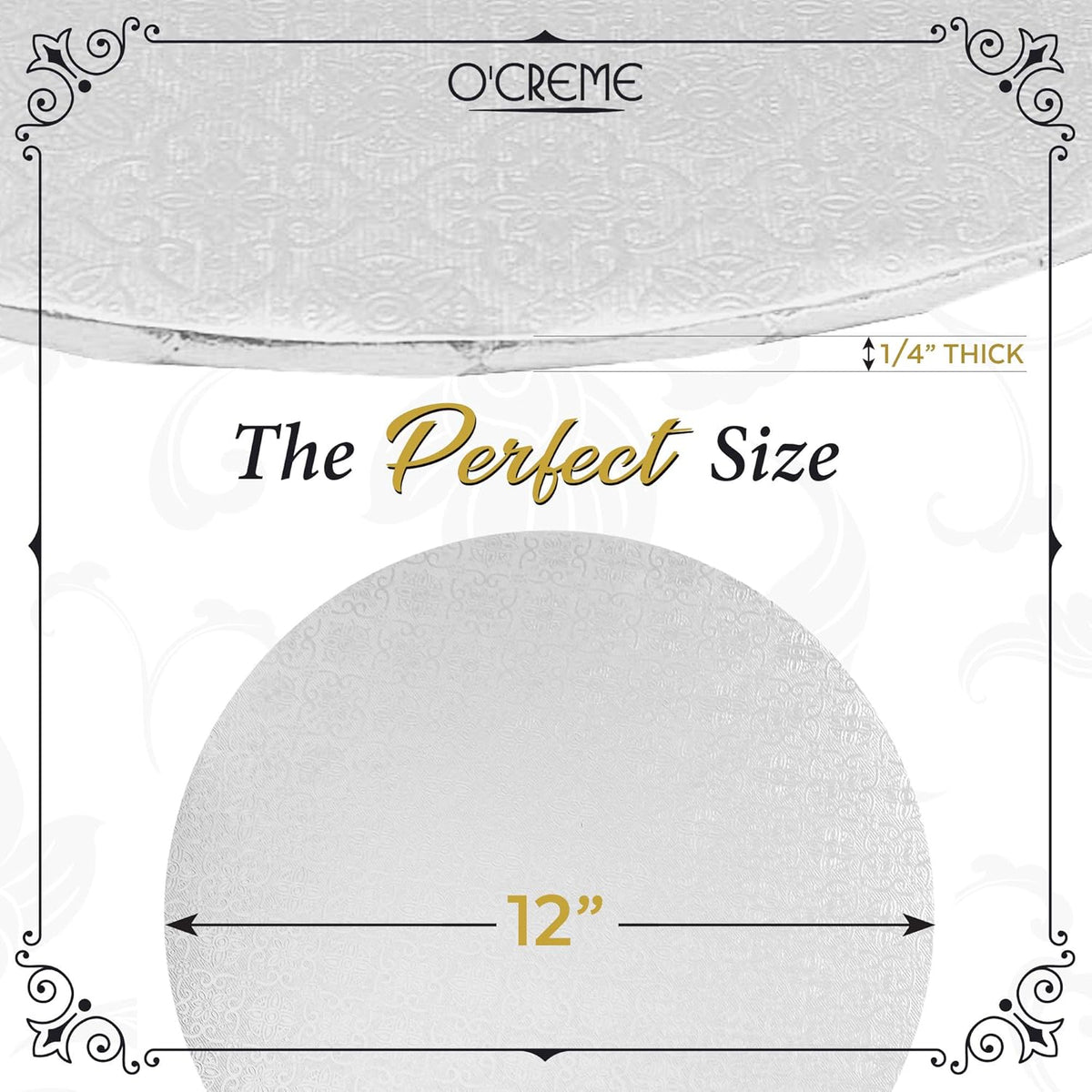 White Wraparound Cake Pastry Round Drum Board 1/4 Inch Thick, 12 Inch Diameter - Pack of 10
