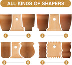 27 Pcs Pottery Trimming Tools Set Ribs Ceramics Foot Shaper with 20 Pre-Cut Chamois Cloth Wood Rib for Carving Clay Molds Texture Supplies