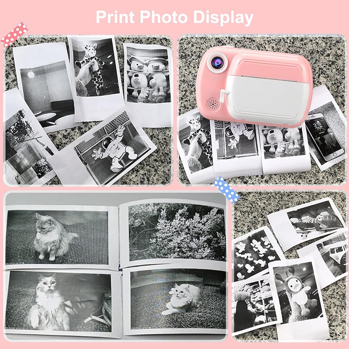 Thermal printing paper refill 5.7*3.0 CM for kids' instant cameras, width 5.7 cm, white, inkless (5 rolls) white