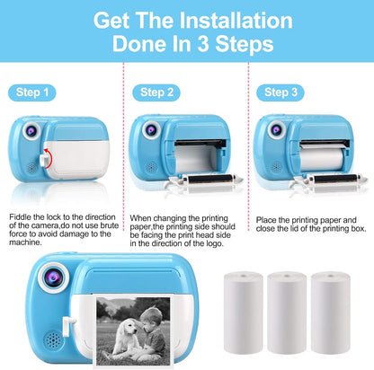 Thermal printing paper refill 5.7*3.0 CM for kids' instant cameras, width 5.7 cm, white, inkless (5 rolls) white