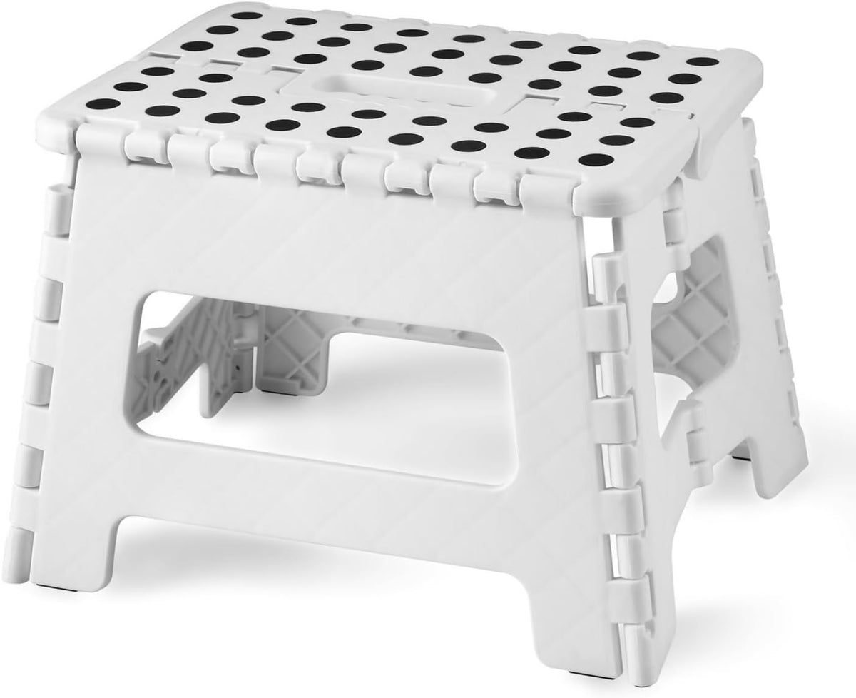 Folding Step Stool, 9 Inch Lightweight Foldable Stool Kids Step Stool for Kitchen Bathroom Home Bedroom, Sturdy Kid Foot Stepping Stool, White